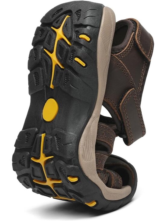 Mens Dark Brown Closed Toe Leather Athletic Outdoor Hiking Sport Sandal Shoes main image 4